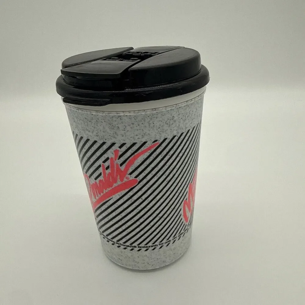 Vintage 90s McDonald’s Travel Mug 22oz Black Pink Grey